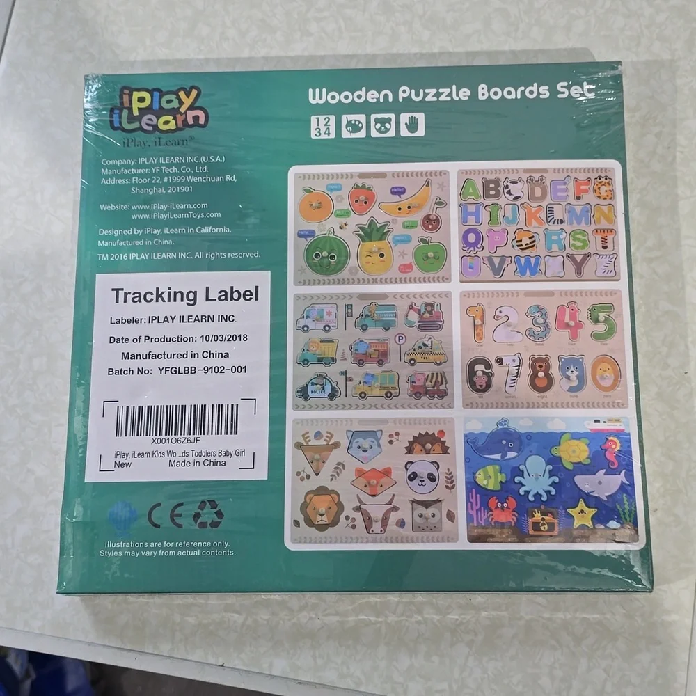 I Play I Learn  Wooden Puzzle Board Set NWT 2‎ Pack